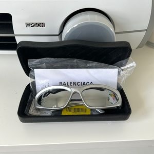 Balenciaga Silver Swift Oval Sunglasses